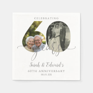 Eleganter 60. Hochzeitstag 2 Foto Serviette