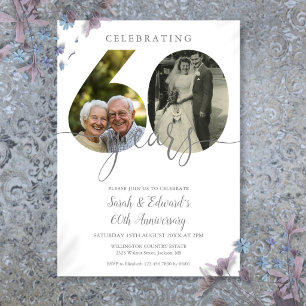 Eleganter 60. Hochzeitstag 2 Fotos Einladung