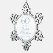 Eleganter 60. Hochzeitstag Schneeflocken Zinn-Ornament (Rechts)