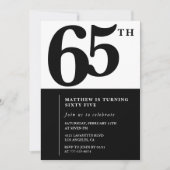 Eleganter 65. Geburtstag Einladung Black Chic Mode (Vorderseite)