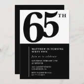Eleganter 65. Geburtstag Einladung Black Chic Mode (Vorne/Hinten)