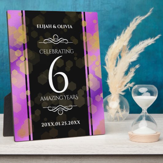 Eleganter 6. Amethyst-Hochzeitstag Fotoplatte (Seite)