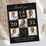 Eleganter 6 Foto Black Gold Abschluss Vielen Dank Postkarte<br><div class="desc">Die Einführung unseres exquisiten personalisierten Abschlusses Dankeschön Karten, die perfekte Art, Ihre Dankbarkeit und Wertschätzung in Stil zum Ausdruck zu bringen. Diese Karten sind für den modernen Absolventen konzipiert und verfügen über ein elegantes und elegantes Layout, das mit einer schicken Collage-Option für Fotos geschmückt ist. So können Sie bis zu...</div>