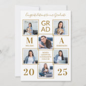 Eleganter 6 Foto Personalisiert Chic Gold Abschlus Einladung (Vorderseite)
