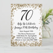 Eleganter 70. Geburtstag Einladung für sie in Gold (Stehend Vorderseite)