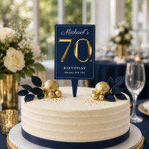 Eleganter 70. Geburtstag Navy Blue Solid Gold Text