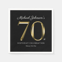 Eleganter 70. Geburtstag Solid Gold Text Schwarz Serviette