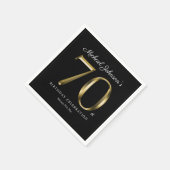 Eleganter 70. Geburtstag Solid Gold Text Schwarz Serviette (Ecke)