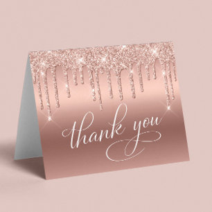 Eleganter 70. Geburtstagsparty Rose Gold Glitzer Dankeskarte