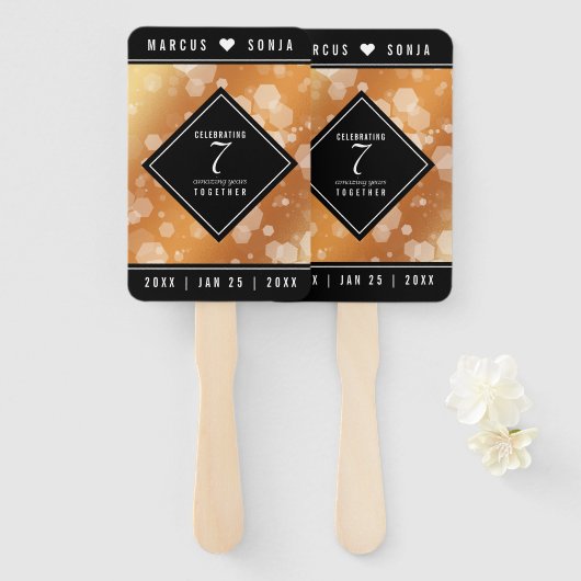Eleganter 7. Geburtstag der Kupferhochzeit Fächer (Vorne und Hinten)
