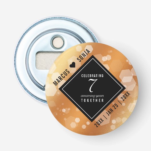 Eleganter 7. Geburtstag der Kupferhochzeit Flaschenöffner (Vorderseite)