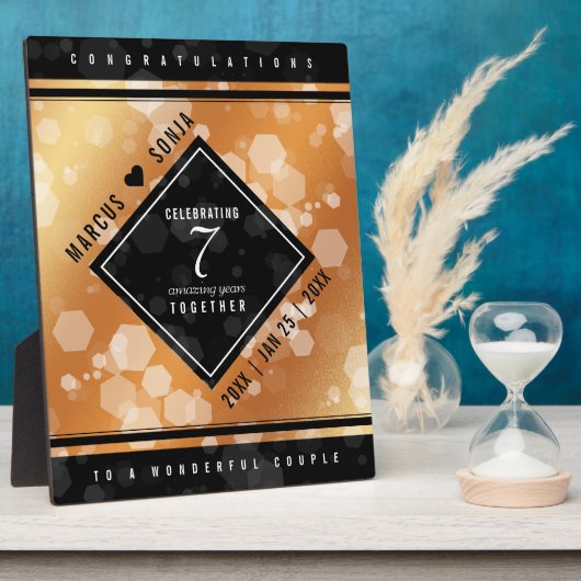 Eleganter 7. Geburtstag der Kupferhochzeit Fotoplatte (Seite)