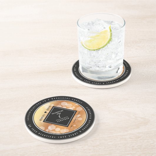 Eleganter 7. Geburtstag der Kupferhochzeit Getränkeuntersetzer (Seite)