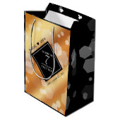 Eleganter 7. Geburtstag der Kupferhochzeit Mittlere Geschenktüte (Rückseite Schrägansicht)