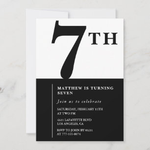 Eleganter 7. Geburtstag Einladung Black Chic Moder