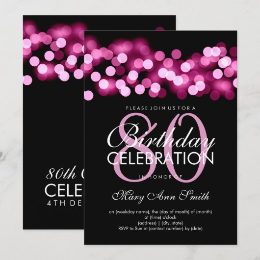Eleganter 80. einladung (Vorne/Hinten)