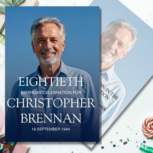 Eleganter 80. Geburtstag für Men Foto Celebration Einladung