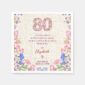 Eleganter 80. Geburtstag für sie - Rosa Blumen  Serviette (Vorderseite)