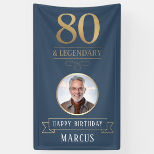 Eleganter 80. Geburtstag Navy & Gold Legendär Banner