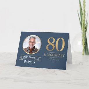 Eleganter 80. Geburtstag Navy & Gold Legendär Karte