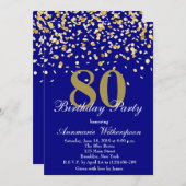Eleganter 80. Geburtstags-Einladungs-GoldConfetti Einladung (Vorne/Hinten)
