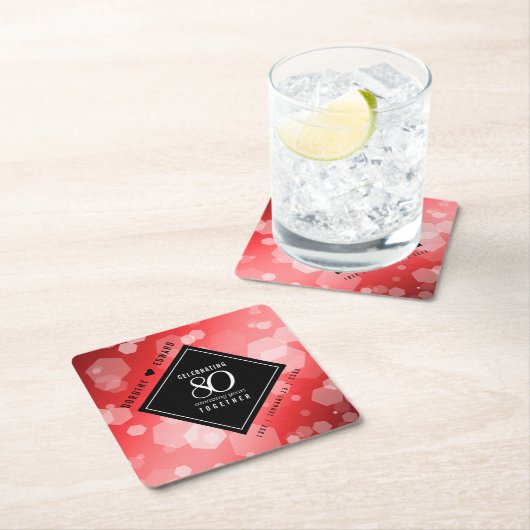 Eleganter 80. Ruby Wedding Jubiläum Rechteckiger Pappuntersetzer (Vor Ort)