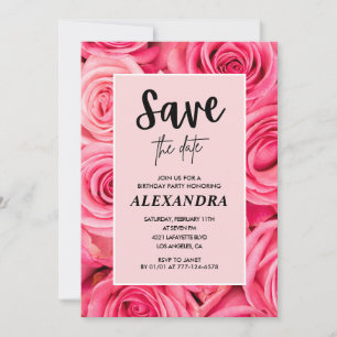 Eleganter 87. Geburtstag Floral Rose Save the Date Einladung