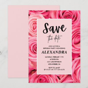 Eleganter 88. Geburtstag Rosa Save the Date Einladung