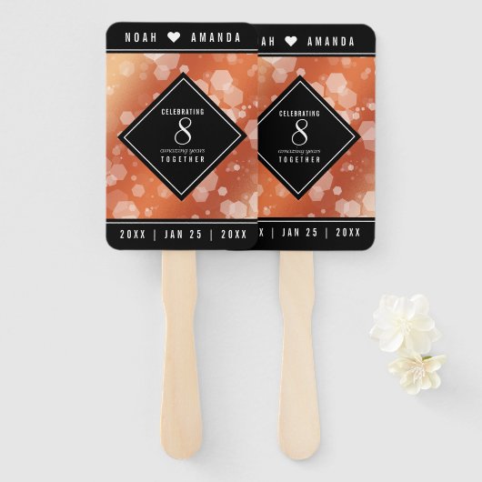 Eleganter 8. Geburtstag der Bronze Fächer (Vorne und Hinten)