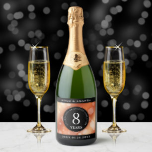 Eleganter 8. Geburtstag der Bronze Schaumweinetikett