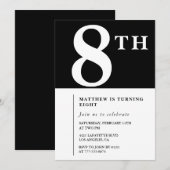 Eleganter 8. Geburtstag Einladung Black Chic Boy (Vorne/Hinten)