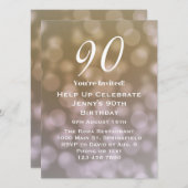 Eleganter 90. Geburtstag für sie Einladung (Vorne/Hinten)