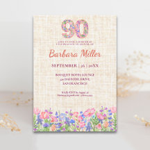 Eleganter 90. Geburtstag für sie - rosa Blumen