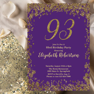 Eleganter 93. Geburtstag in Lila und Gold Einladung