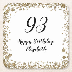 Eleganter 93. Geburtstag mit goldenen Pailletten Rechteckiger Pappuntersetzer
