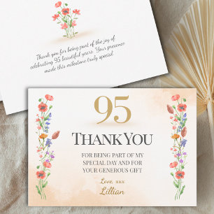 Eleganter 95. Geburtstag - 95 Jahre Wildblumen Dankeskarte