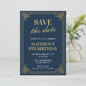 Eleganter 9. Geburtstag Einladungen Männer Save th (Stehend Vorderseite)