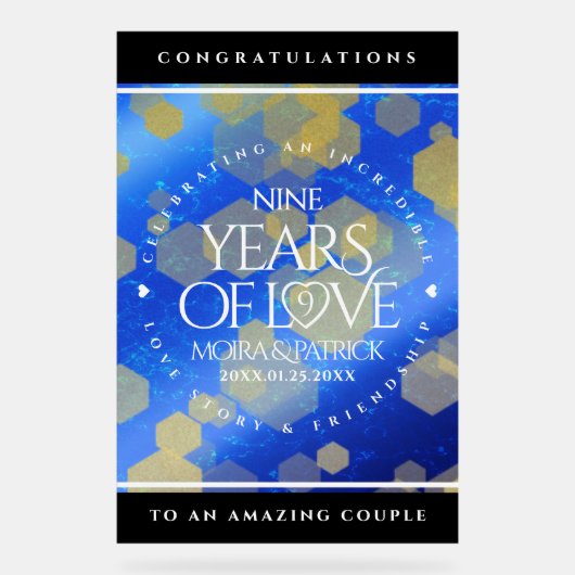 Eleganter 9. Lapis Lazuli Hochzeitstag Acrylschild (Vorderseite)