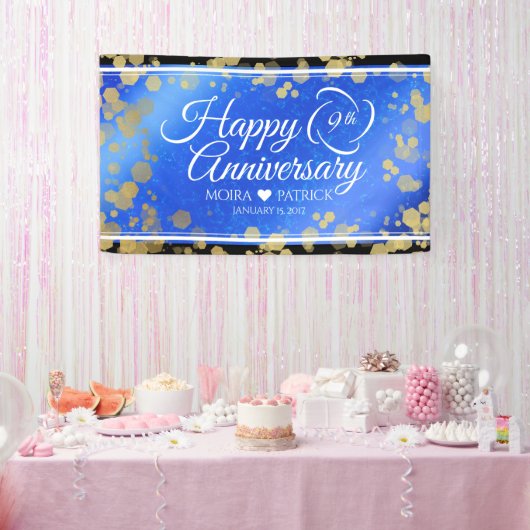 Eleganter 9. Lapis Lazuli Hochzeitstag Banner (Party)