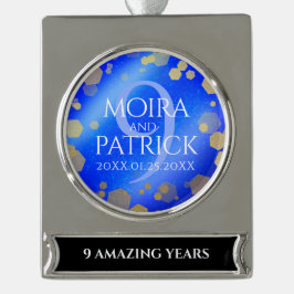 Eleganter 9. Lapis Lazuli Hochzeitstag Banner-Ornament Silber