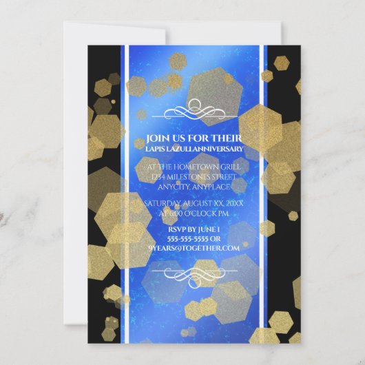 Eleganter 9. Lapis Lazuli Hochzeitstag Einladung (Rückseite)