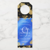 Eleganter 9. Lapis Lazuli Hochzeitstag Flaschenanhänger (Vorderseite)