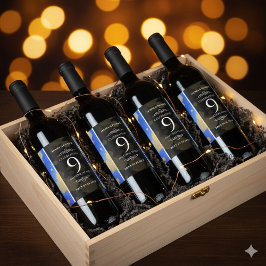 Eleganter 9. Lapis Lazuli Hochzeitstag Weinetikett