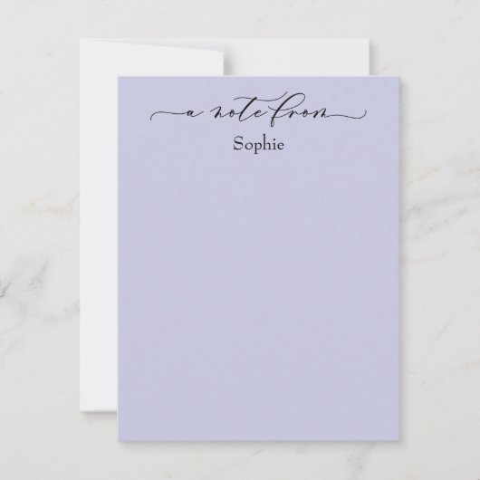 Eleganter "A Note From" Simple Lavender Mitteilungskarte (Vorderseite)