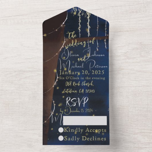 Eleganter Abend All-in-One Hochzeitseinladungen All In One Einladung (Innen Boden)