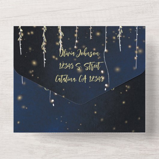 Eleganter Abend All-in-One Hochzeitseinladungen All In One Einladung (Rückseite)