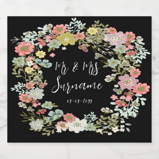 Eleganter Abend Blumengarten Alkoholflaschenetikett (Einzelnes Label)