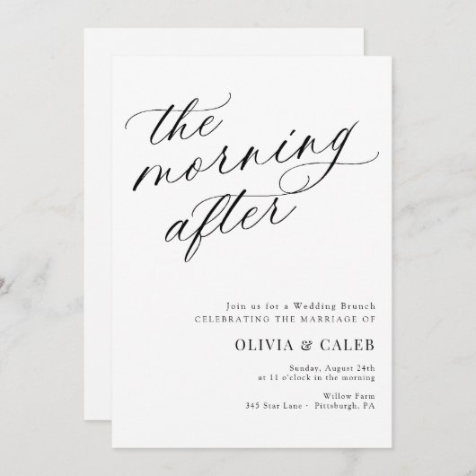 Eleganter Abend nach Hochzeit Brunch Einladung (Vorne/Hinten)