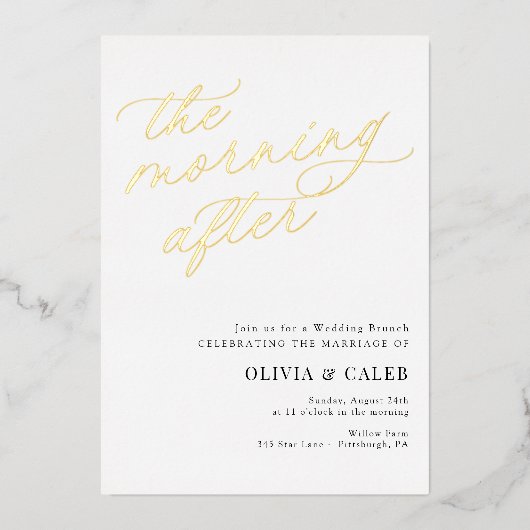 Eleganter Abend nach Hochzeit Brunch Folieneinladung (Vorderseite)