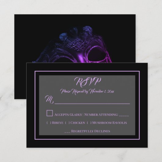 Eleganter Abend RSVP Karte (Vorne/Hinten)